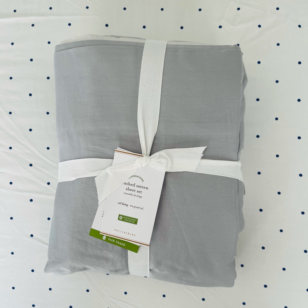 Pottery Barn Cal King Washed Sateen Sheets